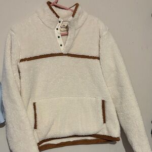Shyanne Cream and Tan Sherpa Sweater